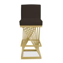 Banqueta Alta Área Gourmet Cozinha Restaurante Bar Base de Metal Dourado Suede Marrom Eli Móveis Banqueta Alta Área Gourmet Cozinha Restaurante Bar Base de Metal Dourado Suede Marrom Eli Móveis