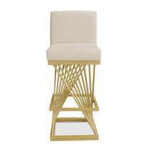 Banqueta Alta Área Gourmet Cozinha Restaurante Bar Base de Metal Dourado Suede Porcelana Eli Móveis Banqueta Alta Área Gourmet Cozinha Restaurante Bar Base de Metal Dourado Suede Porcelana Eli Móveis