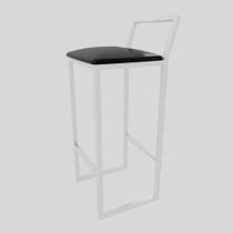 Banqueta Alta Balcão Bistrô Branca Confort Industrial Assento Estofado