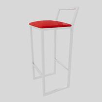 Banqueta Alta Balcão Bistrô Branca Confort Industrial Assento Estofado