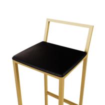 Banqueta Alta Balcão Bistrô Dourada Confort Industrial Premium Estofado