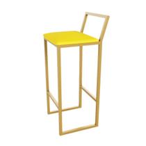 Banqueta Alta Balcão Bistrô Dourada Confort Industrial Premium Estofado