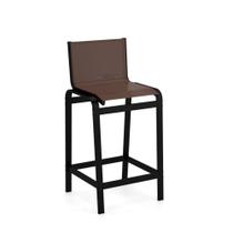 Banqueta Alta Bancada Alumínio Preto Tela Marrom Banqueta Alta Bancada Alumínio Preto Tela Marrom