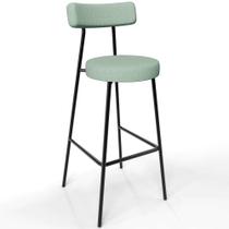 Banqueta Alta Bar Cozinha Sala de Jantar Aço Milão L02 Linho Verde Menta - Lyam Decor Banqueta Alta Bar Cozinha Sala de Jantar Aço Milão L02 Linho Verde Menta - Lyam Decor