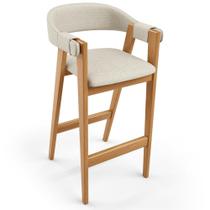 Banqueta Alta Bar Cozinha Sala de Jantar Bar Nadja L02 Linho Champagne - Lyam Decor Banqueta Alta Bar Cozinha Sala de Jantar Bar Nadja L02 Linho Champagne - Lyam Decor