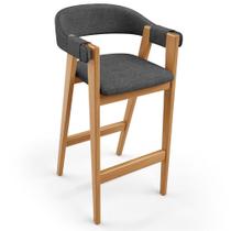 Banqueta Alta Bar Cozinha Sala de Jantar Bar Nadja L02 Linho Cinza Escuro - Lyam Decor Banqueta Alta Bar Cozinha Sala de Jantar Bar Nadja L02 Linho Cinza Escuro - Lyam Decor