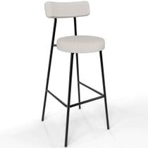 Banqueta Alta Bar Cozinha Sala De Jantar Estrutura Em Aço Milão L02 Bouclê Cru - Lyam Decor