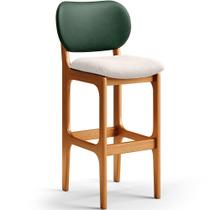 Banqueta Alta Bar Cozinha Sala Jantar Fixa Betta L02 Imbuia Facto Verde Linho Cru - Lyam Decor