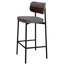 Banqueta Alta Bar Estofada Ella M25 Linho Cinza/Whisky - Mpozenato Banqueta Alta Bar Estofada Ella M25 Linho Cinza/Whisky - Mpozenato