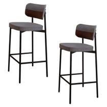 Banqueta Alta Bar Estofada Kit 2 Ella M25 Linho Cinza/Whisky - Mpozenato Banqueta Alta Bar Estofada Kit 2 Ella M25 Linho Cinza/Whisky - Mpozenato