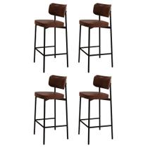 Banqueta Alta Bar Estofada Kit 4 Ella M25 Sintético Whisky - Mpozenato Banqueta Alta Bar Estofada Kit 4 Ella M25 Sintético Whisky - Mpozenato
