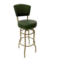 Banqueta Alta Bar Giratória com Encosto cor Dourado fosco Assento grosso Confortável Verde