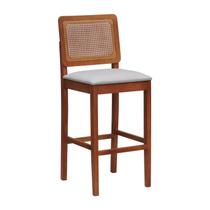 Banqueta Alta Bistrô Lyon Assento Estofado Encosto Telinha - Amêndoa Banqueta Alta Bistrô Lyon Assento Estofado Encosto Telinha - Amêndoa