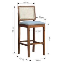 Banqueta Alta Bistrô Lyon Encosto Telinha Natural Assento Estofado - Amêndoa