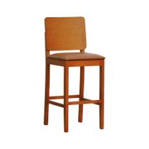 Banqueta Alta Bistrô Madeira Maciça Encosto Anatômico Quéops - Amêndoa