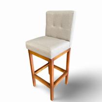 Banqueta alta c/ encosto tokio linho bege g2home