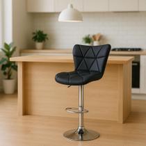 Banqueta Alta Com Encosto Alto Estofado Para Cozinha Americana Balcão Bancada Ilha Formiga Preta
