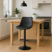 Banqueta Alta Com Encosto Alto Estofado Para Cozinha Balcão Bancada Ilha Luxo Roma Preto Vintage