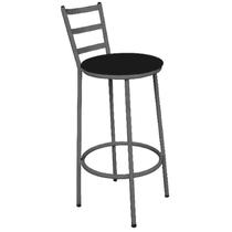 Banqueta Alta Com Encosto Alto (estofado Preto)