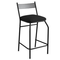 Banqueta Alta com Encosto Ibiza Industrial Para Balcão Cozinha Sintético Preto - Aurora Line Banqueta Alta com Encosto Ibiza Industrial Para Balcão Cozinha Sintético Preto - Aurora Line