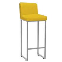 Banqueta Alta Com Encosto Lucca -60cm chão até o assento Industrial Ferro Cinza material sintético Amarelo- Ahz Móveis