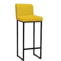 Banqueta Alta Com Encosto Lucca -60cm chão até o assento Industrial Ferro Preto Sintético Amarelo- Ahz Móveis