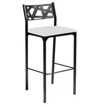 Banqueta Alta com Encosto Luiza Gourmet Para Balcão Cozinha Suede Branco - Aurora Line Banqueta Alta com Encosto Luiza Gourmet Para Balcão Cozinha Suede Branco - Aurora Line