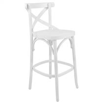 Banqueta Alta com Encosto Madeira Maciça Tauari Branco Gamma Banqueta Alta com Encosto Madeira Maciça Tauari Branco Gamma