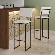 Banqueta Alta com Encosto Nina Industrial para Bar Cozinha Bancada Assento material sintético - Preto/branco Banqueta Alta com Encosto Nina Industrial para Bar Cozinha Bancada Assento material sintético - Preto/branco