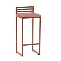 Banqueta Alta Com Encosto Núria Balcão Bar Cozinha Bistrô Ferro Bronze Suede Rose Gold - Ahazzo Móveis