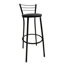 Banqueta Alta com Encosto Preta Assento Preto