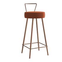 Banqueta Alta Com Encosto Tais Eiffel Cozinha Bar Bistrô Ferro Bronze Sintético Laranja- Ahz Móveis