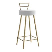 Banqueta Alta Com Encosto Tina Eiffel Cozinha Bar Bistrô Ferro Dourado material sintético Branco - Ahazzo Móveis