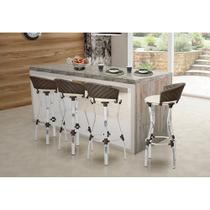 Banqueta Alta Conforto Alumínio Polido Fibra Sintética Acesse Móveis