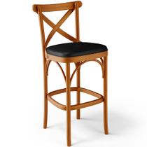 Banqueta Alta Cozinha Bancada Bar Sala de Jantar Estofada Ávila L02 material sintético Preto - Lyam