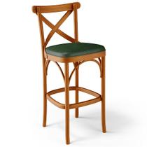 Banqueta Alta Cozinha Bancada Bar Sala de Jantar Estofada Ávila L02 material sintético Verde Musgo - Lyam