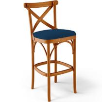 Banqueta Alta Cozinha Bancada Bar Sala de Jantar Estofada Ávila L02 Suede Azul Marinho - Lyam Banqueta Alta Cozinha Bancada Bar Sala de Jantar Estofada Ávila L02 Suede Azul Marinho - Lyam