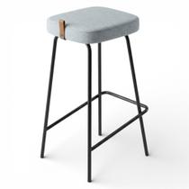 Banqueta Alta Cozinha e Área Gourmet Vik Estofada Linho Cinza - Desk Design