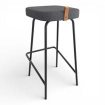 Banqueta Alta Cozinha e Área Gourmet Vik Estofada Linho Grafite - Desk Design