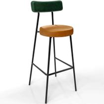 Banqueta Alta Cozinha Sala De Jantar Milão L02 Facto Verde Musgo material sintético Whisky - Lyam Decor