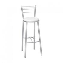 Banqueta Alta Cromada Lille Branco