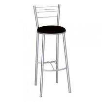 Banqueta Alta Cromada Lille Preto
