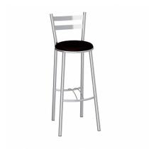 Banqueta Alta Cromada Verona Preto