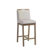 Banqueta Alta Dani Estofada c/Tecido Algodão - Nogueira/Bege Banqueta Alta Dani Estofada c/Tecido Algodão - Nogueira/Bege