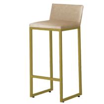 Banqueta Alta Dani Reforçada Decorativa Balcão Bancada Cozinha Bar Base Dourada material sintético