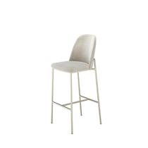 Banqueta Alta de Aço Estofada Lucille - Champanhe c/ Soft Palha Banqueta Alta de Aço Estofada Lucille - Champanhe c/ Soft Palha