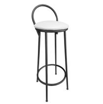 Banqueta Alta Drink Estofada de Metal Banco Alto Cor:Branco Banqueta Alta Drink Estofada de Metal Banco Alto Cor:Branco