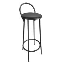 Banqueta Alta Drink Estofada de Metal Banco Alto Para Cozinha Bar Balcão Preta