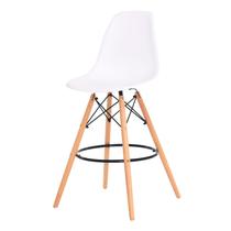 Banqueta Alta Eiffel Eames Branca Base MADEIRA Cozinha Bar Bistrô Bancada
