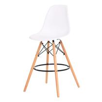 Banqueta Alta Eiffel Eames Branca Base Madeira Cozinha Bar